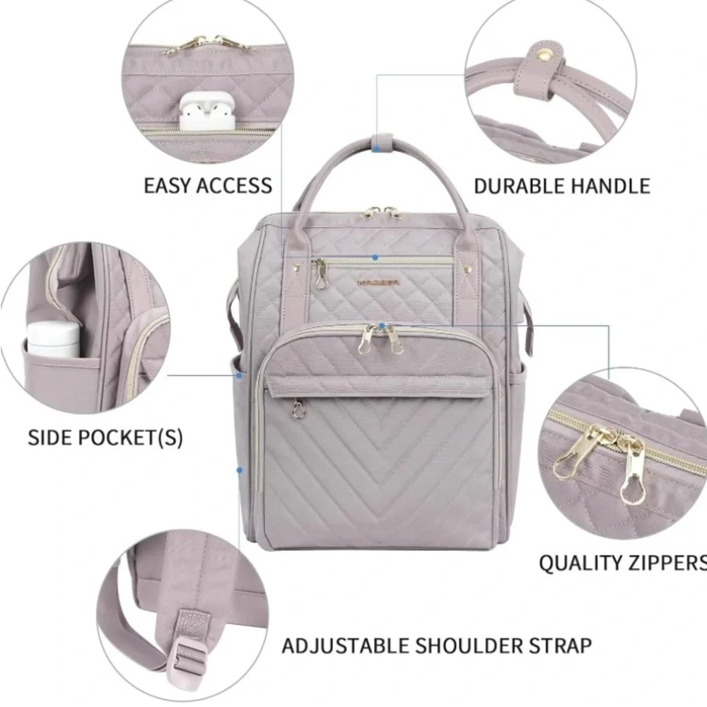 KROSER Quilted Backpack in Dusty Pink. NWT